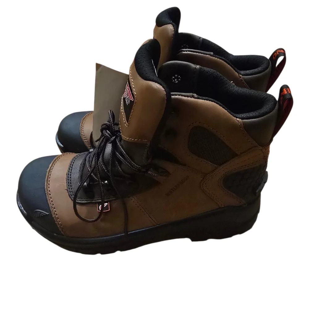 NWOB Red Wing Style 2436 Waterproof Brown and Black Work Boots With Aluminum Toe